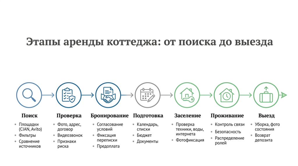 Этапы аренды коттеджа